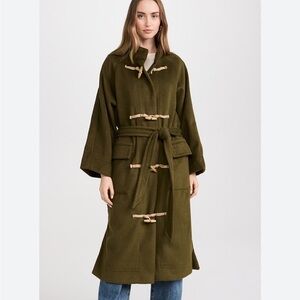 Free People Olive Green Belted Coat
